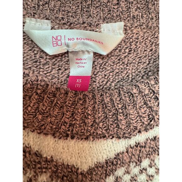 No Boundaries Pink & White Heart Sweater – XS – NWT – Recycled Polyester - SOFT - Picture 5 of 7